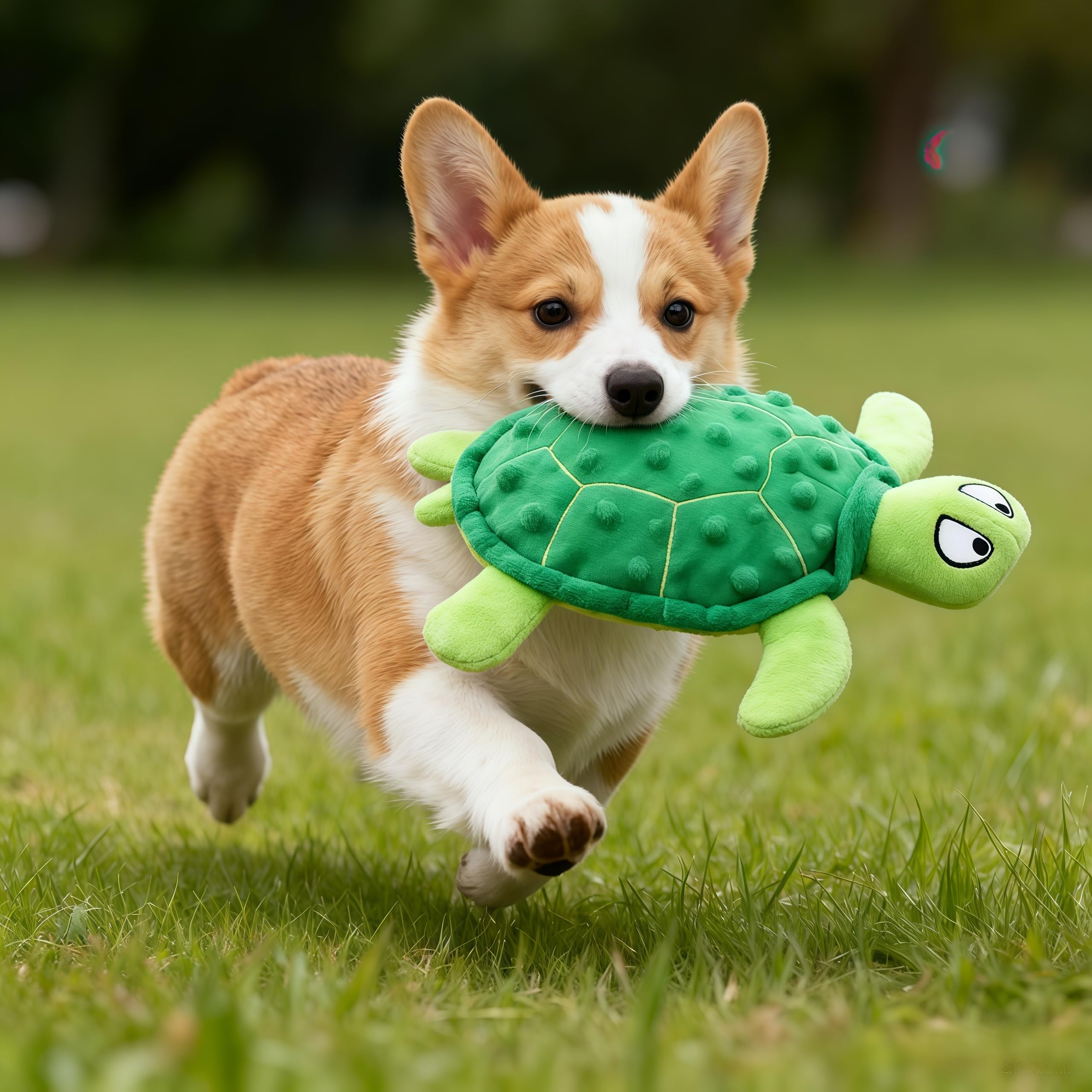 PandySarp Plush Turtle Dog Toy with Squeaker for Small Dogs and Puppies