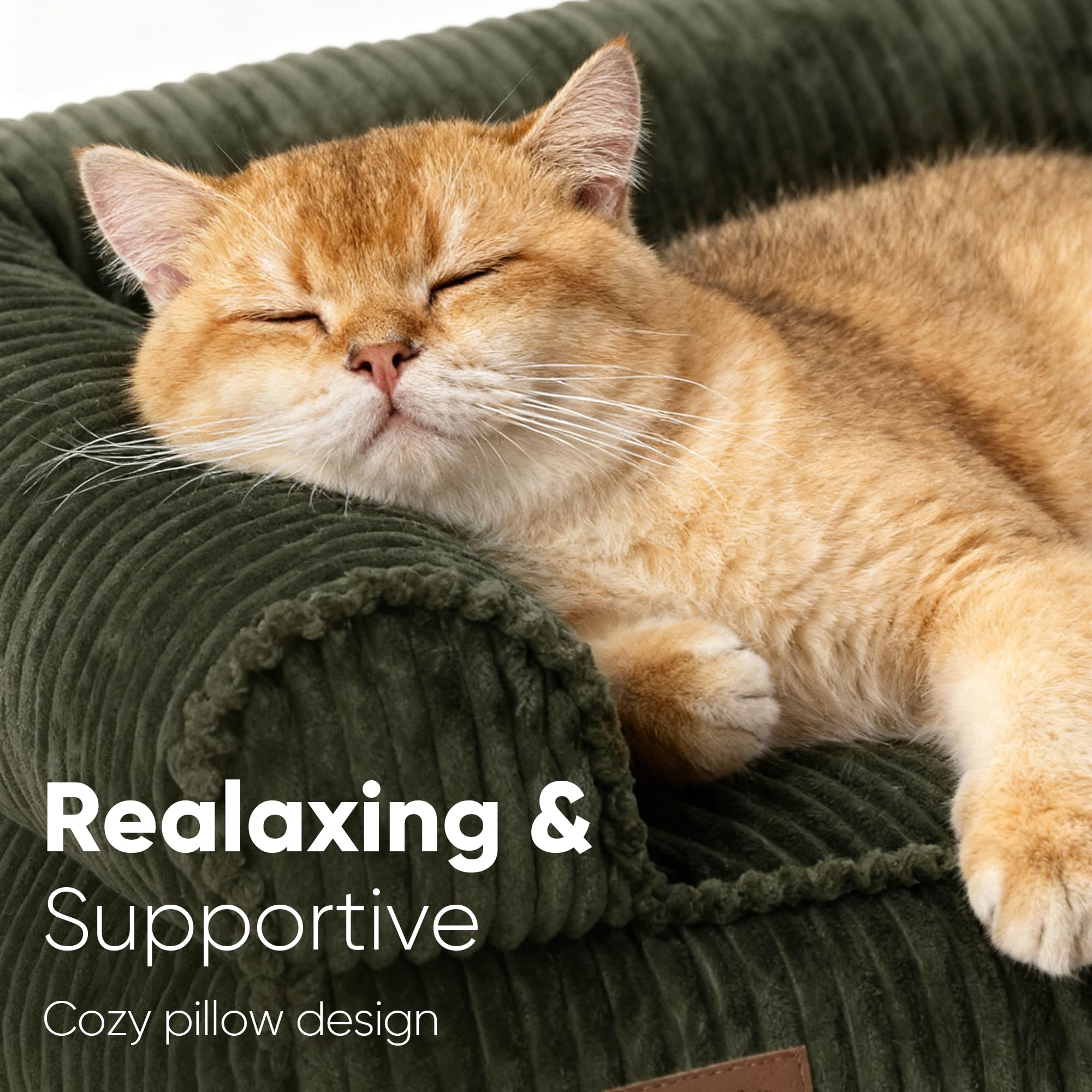 FUKUMARU Dog Couch Bed, Corduroy Cozy Cat Bed, Waterproof, Washable Cover