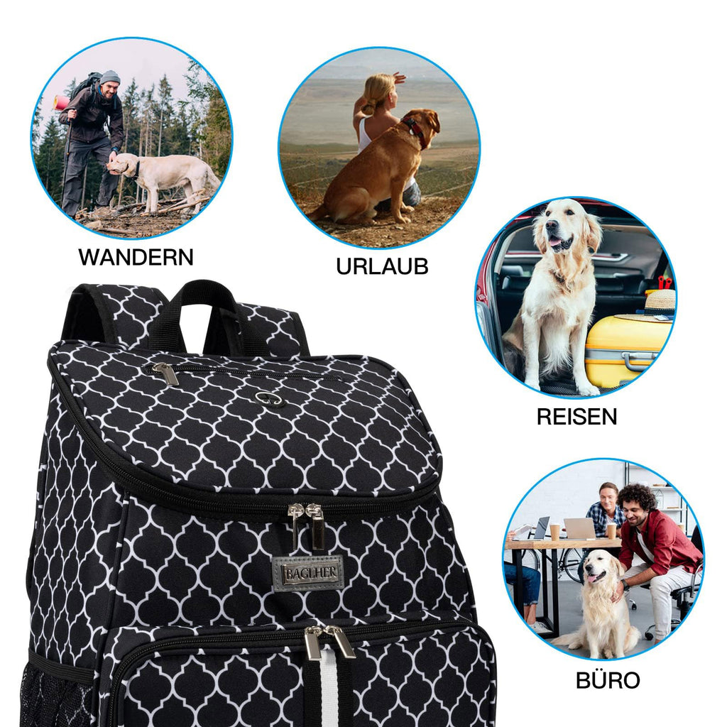 BAGLHER丨Dog Travel Bag, Airline Approved Pet Supplies Backpack, Dog Travel Backpack with 2 Silicone Collapsible Bowls and 2 Food Baskets