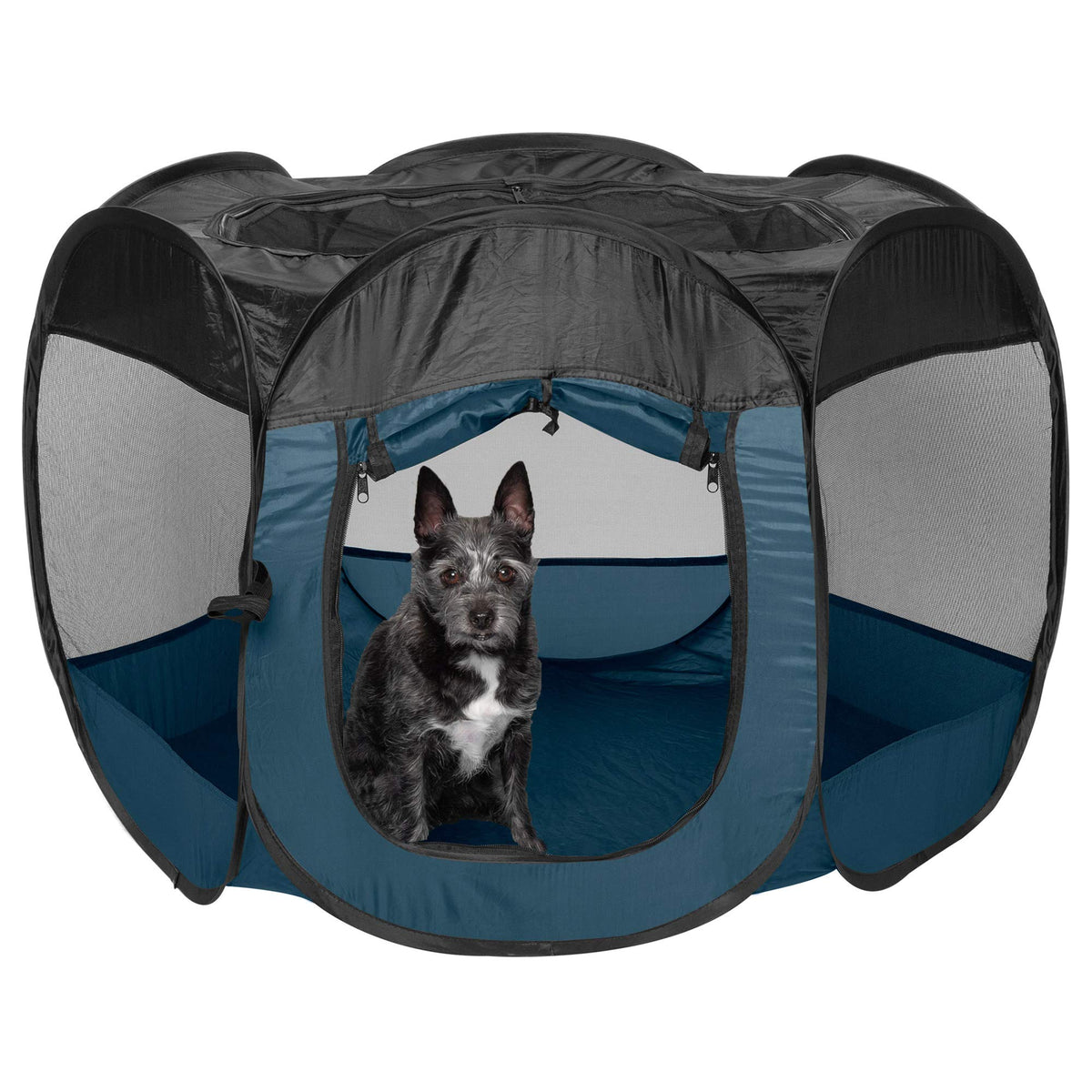 Furhaven Portable Dog Playpen Cat Tent, Pet Playground,Kennel Foldable Indoor Outdoor Zippered Puppy Crate - Navy, Medium