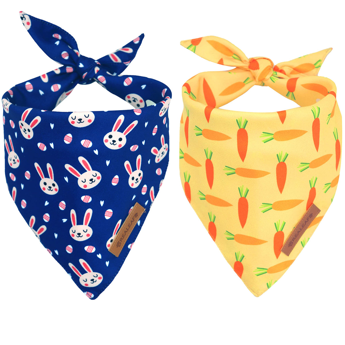 Realeaf Halloween Dog Bandanas 2 Pack, Pumpkins and Ghosts Pet Scarf for Boy and Girl, Premium Durable Fabric, Holiday Bandana for Large and X-Large Dogs Pets (X-Large)