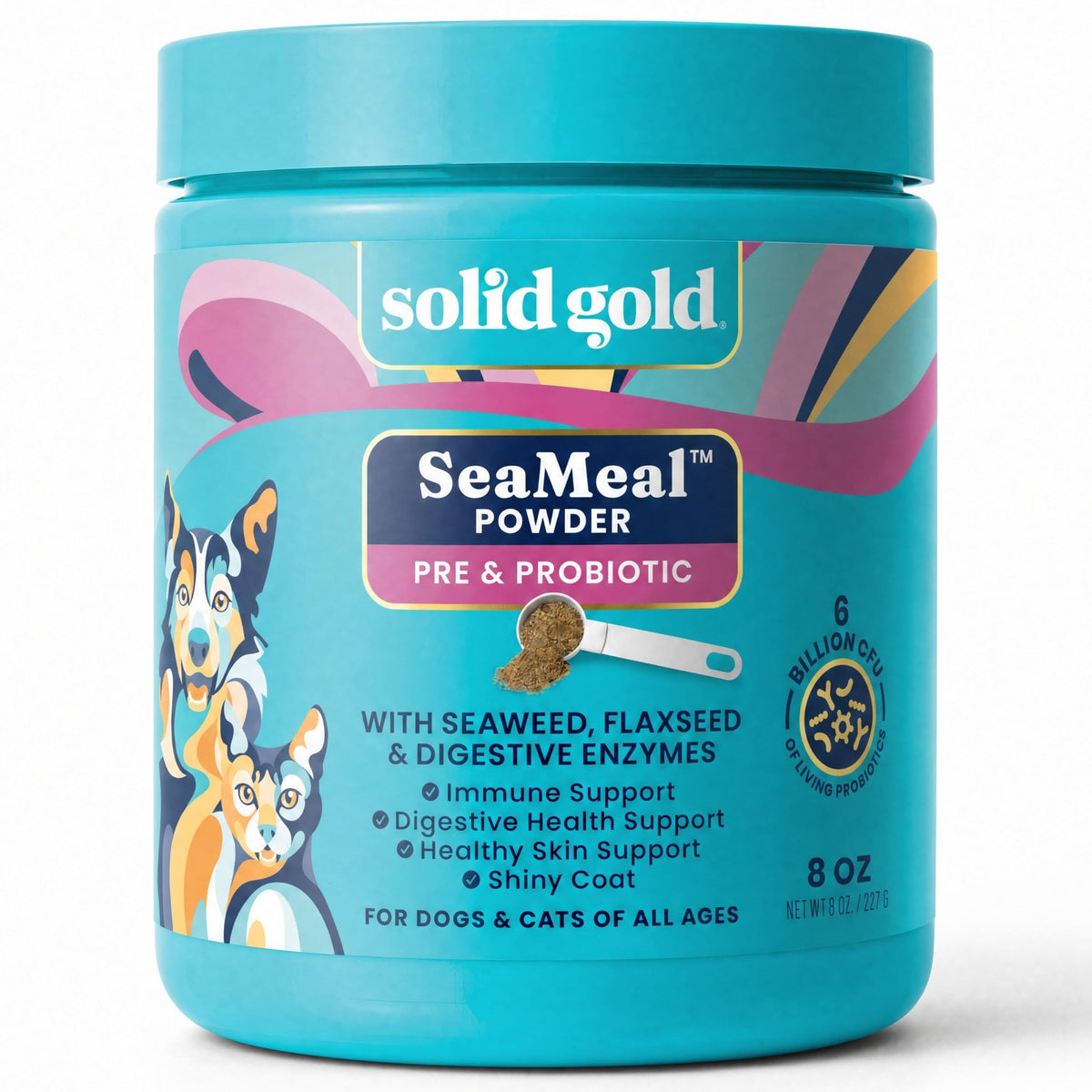 Solid Gold Dog & Cat Multivitamin Powder, Omega 3 & Kelp, Skin & Coat, 5LB