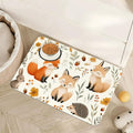 Fox Hedgehog Rabbit Forest Dog Cat Food Mat,Absorbent Pet Feeding Mat with Rubber Backing,Non-Slip Water Bowl Placemat,Indoor Pet Accessories Supplies 16"x24"