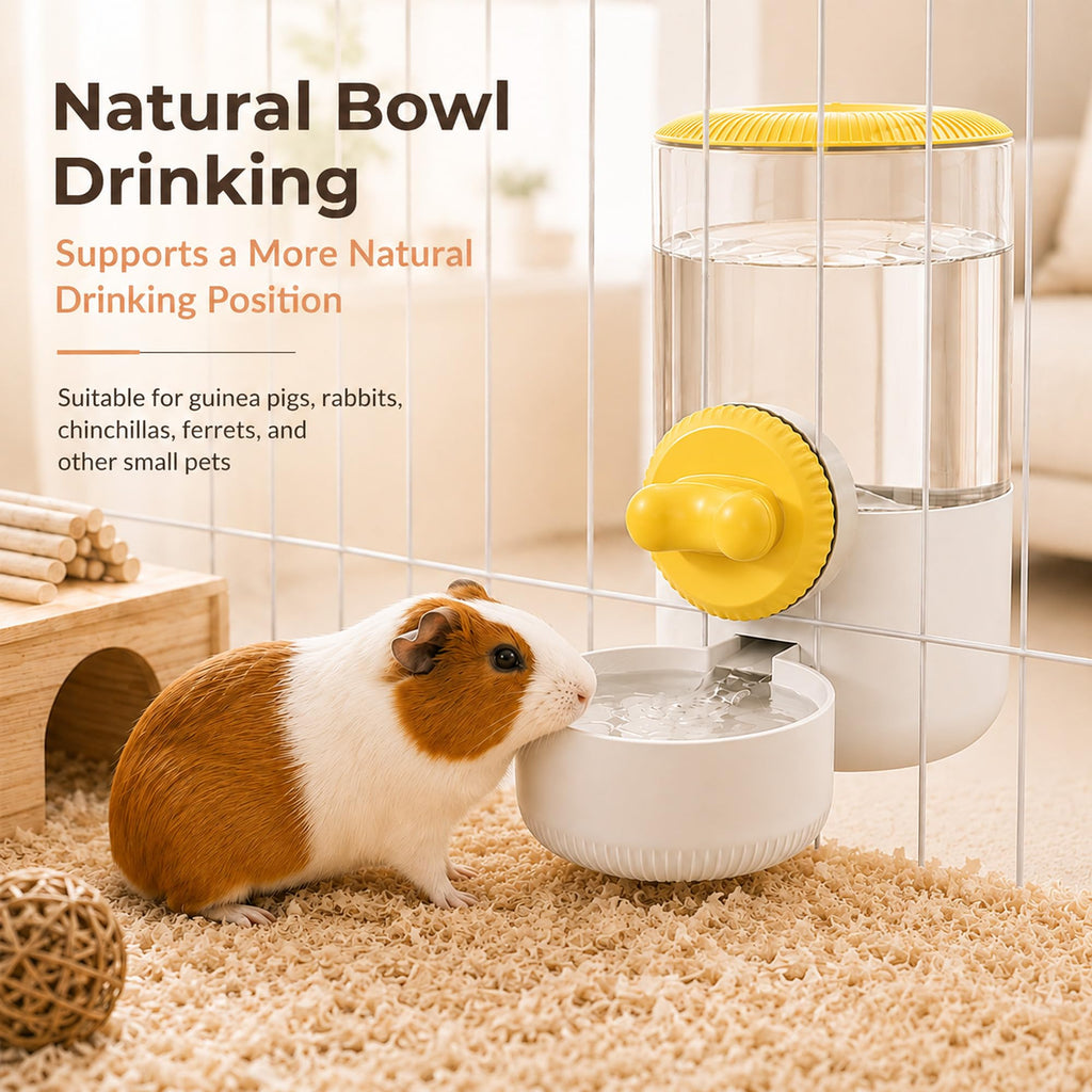 34 oz Cage-Hanging Gravity Water Bowl & Pet Water Dispenser