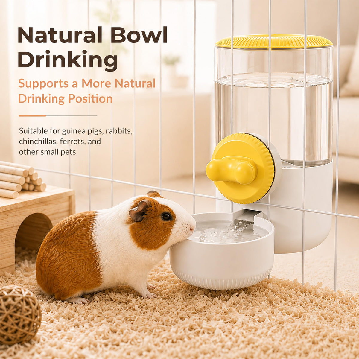 34 oz Cage-Hanging Gravity Water Bowl & Pet Water Dispenser