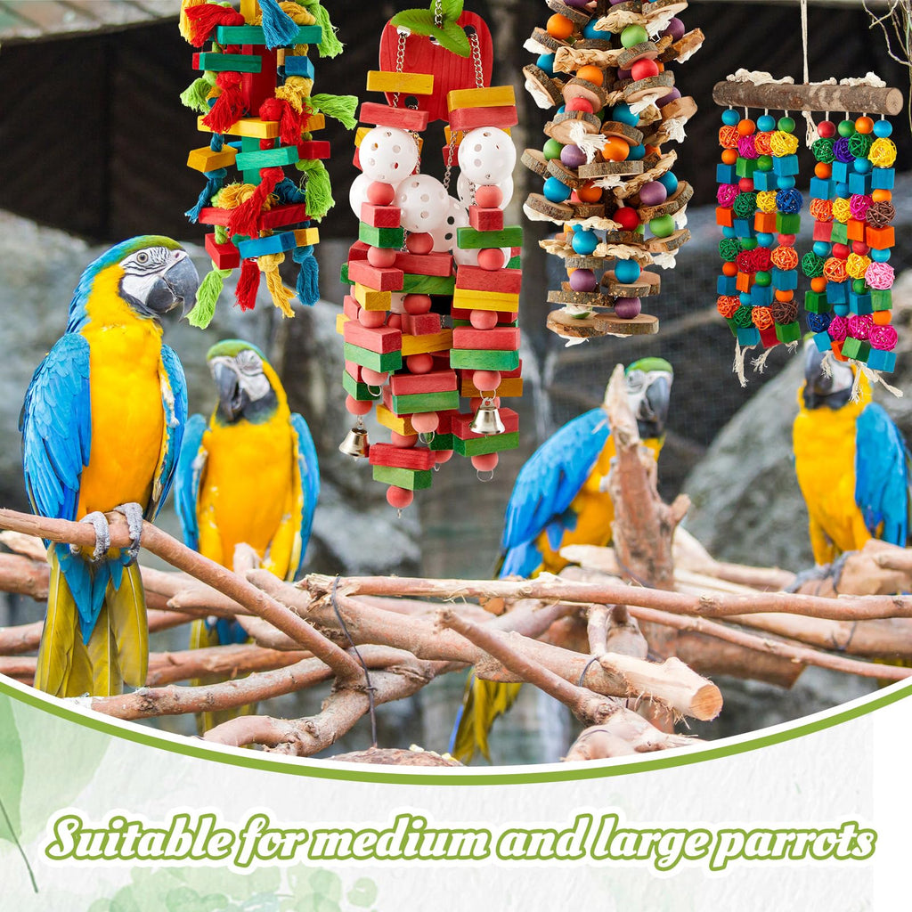 Seenelling 4 Pcs Extra Large Bird Toys for Parrots, Block and Ball