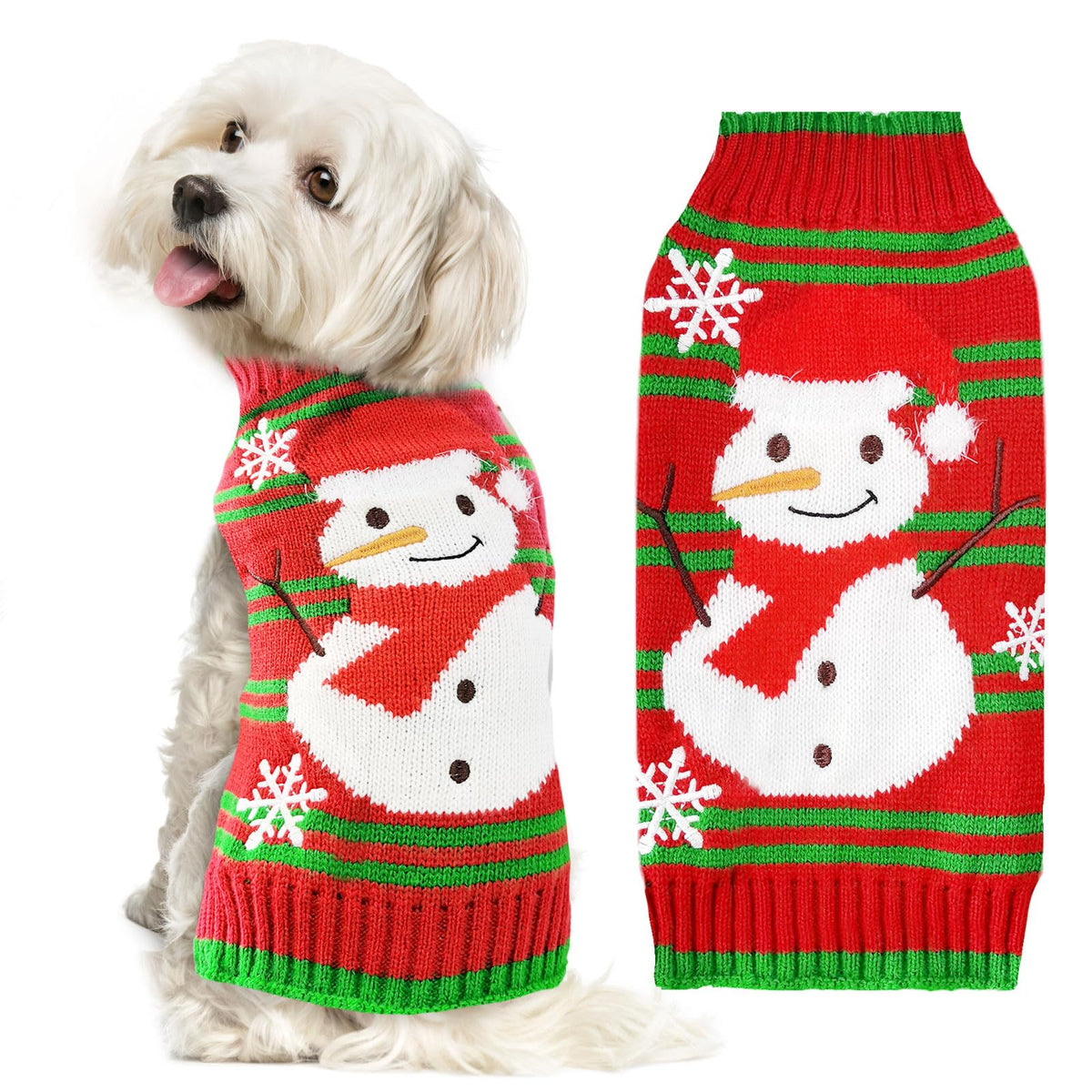 DOGGYZSTYLE Dog Christmas Sweater Xmas Pet Clothes Cute Striped Gingerbread Man Costume Holiday Puppy Cat Jumpers Outfits New Year Gifts for Small Medium Large Dogs(Red Gingerbread Man,XXS)