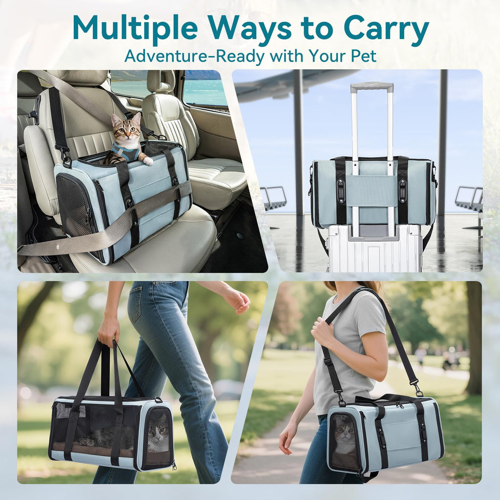 PETSFIT Cat Carrier Soft with Patented Safety Buckles, Safe for Car Travel