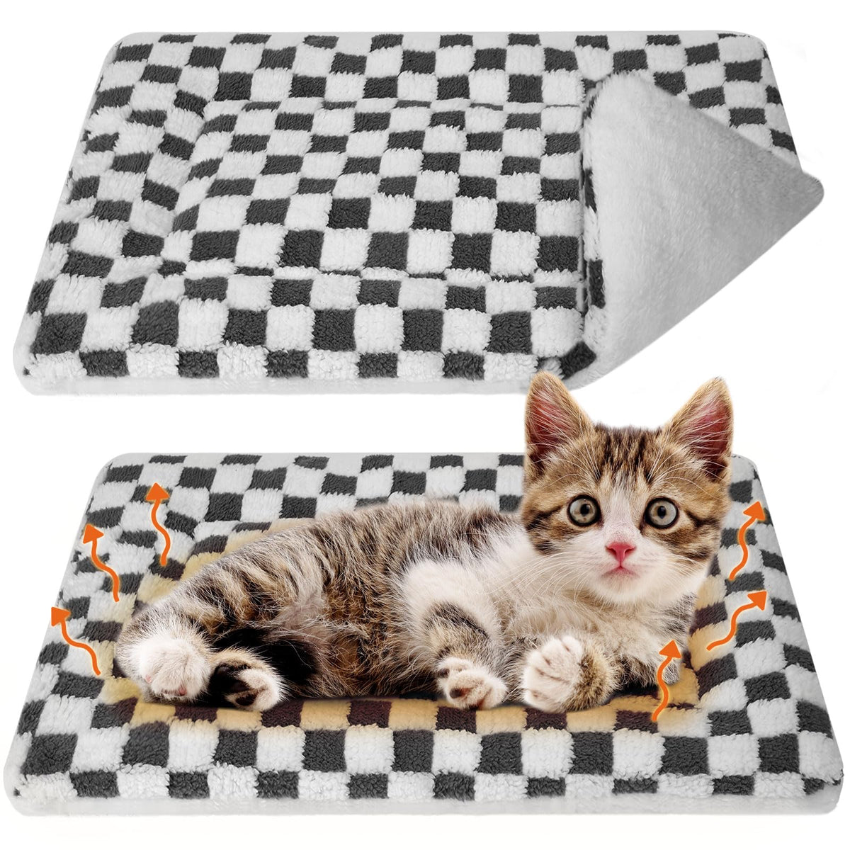 2 Pack Self Warming Cat Dog Bed Pad, Grey, 21" X 14", Stars