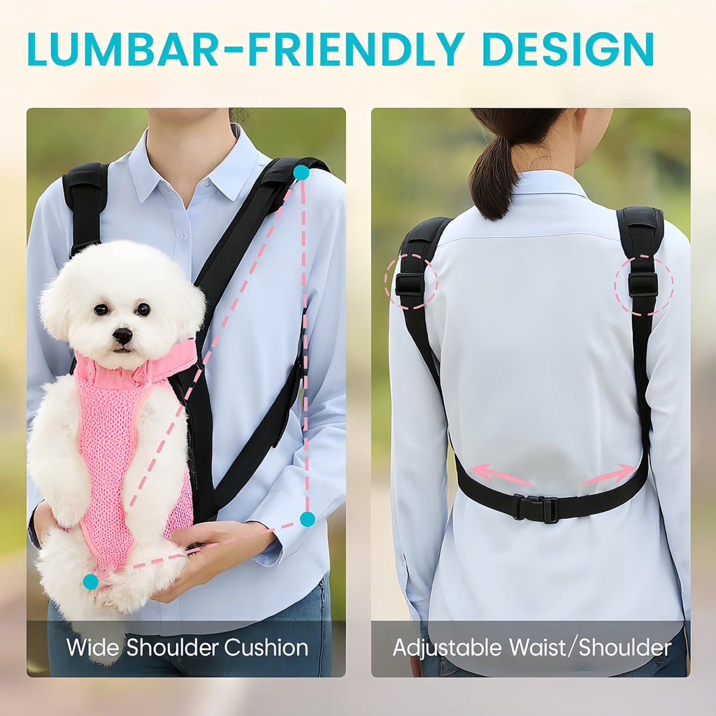 Mosago Dog Backpack Carrier, Front Chest Carrier for Small Dogs, Pink, XL