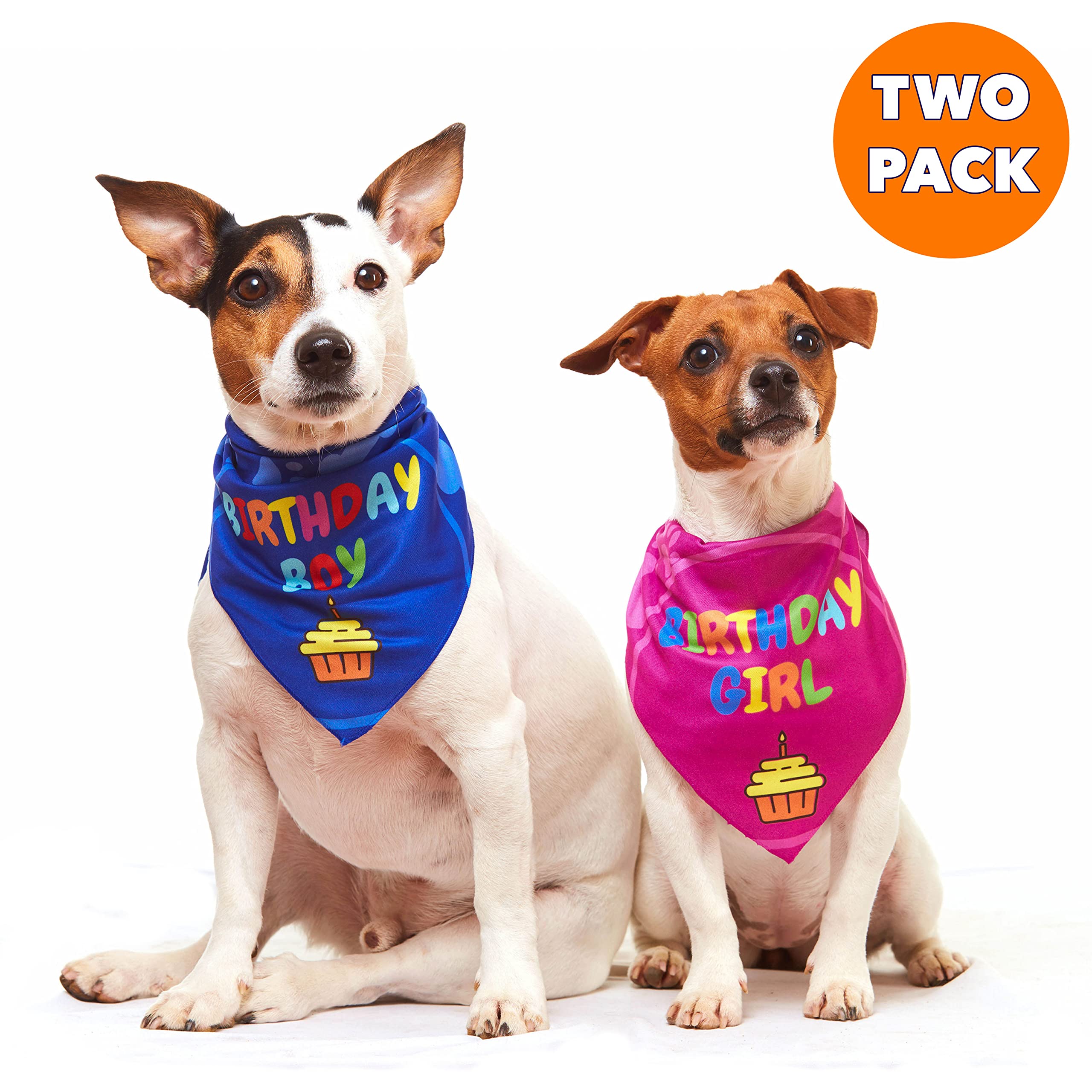Odi Style Dog Birthday Bandana - 2 Pack Boy Girl Bandanas for Dogs Puppy Birthday Party Decorations, Small