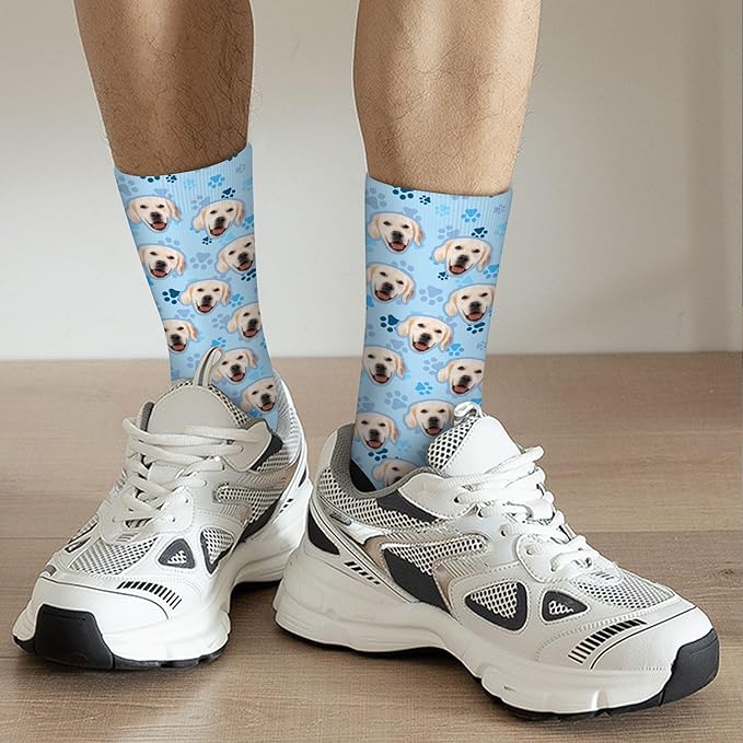 D-Story Custom Face Socks, Personalized Photo Picture on Socks, Unisex Athletic Crew Socks for Men Women
