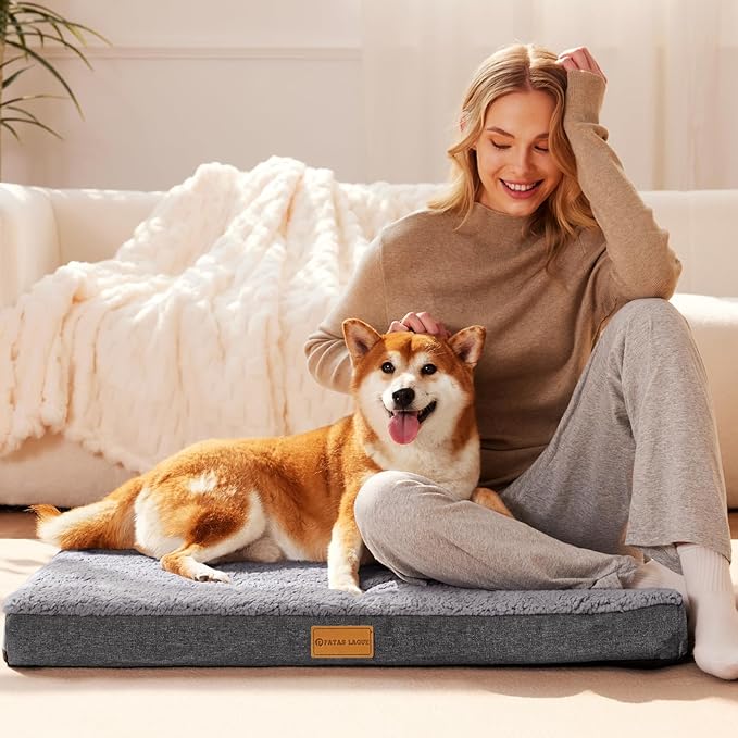 Patas Lague Orthopedic Large Dog Bed Washable Pet Sofa Mat 42''X28'' Grey
