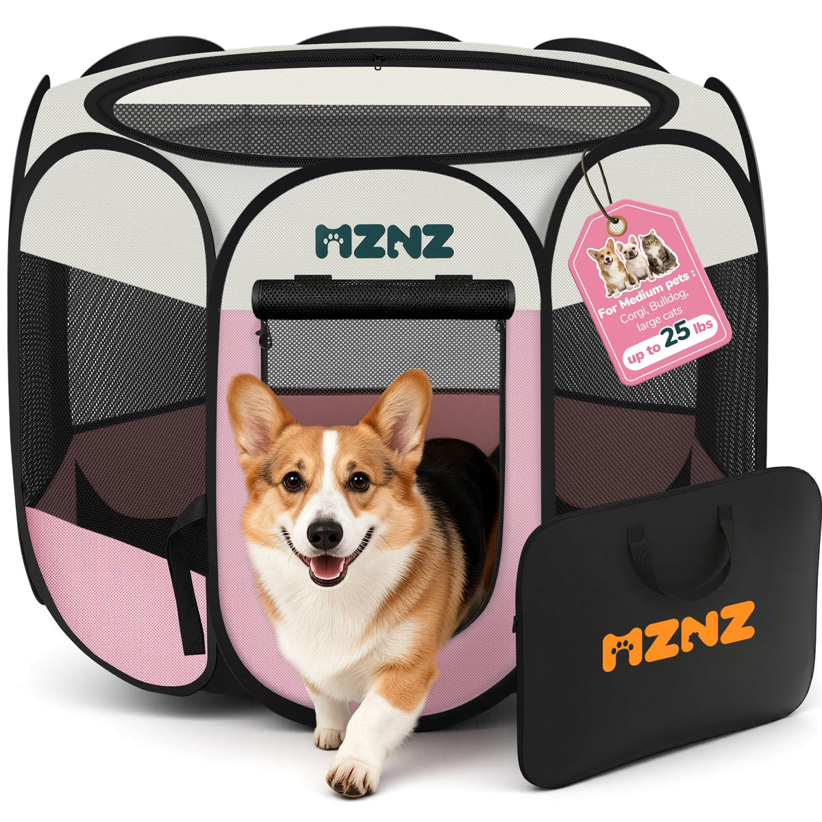 MZNZ Dog Cat Small Animal Puppy Playpen Crate, Small, Pink