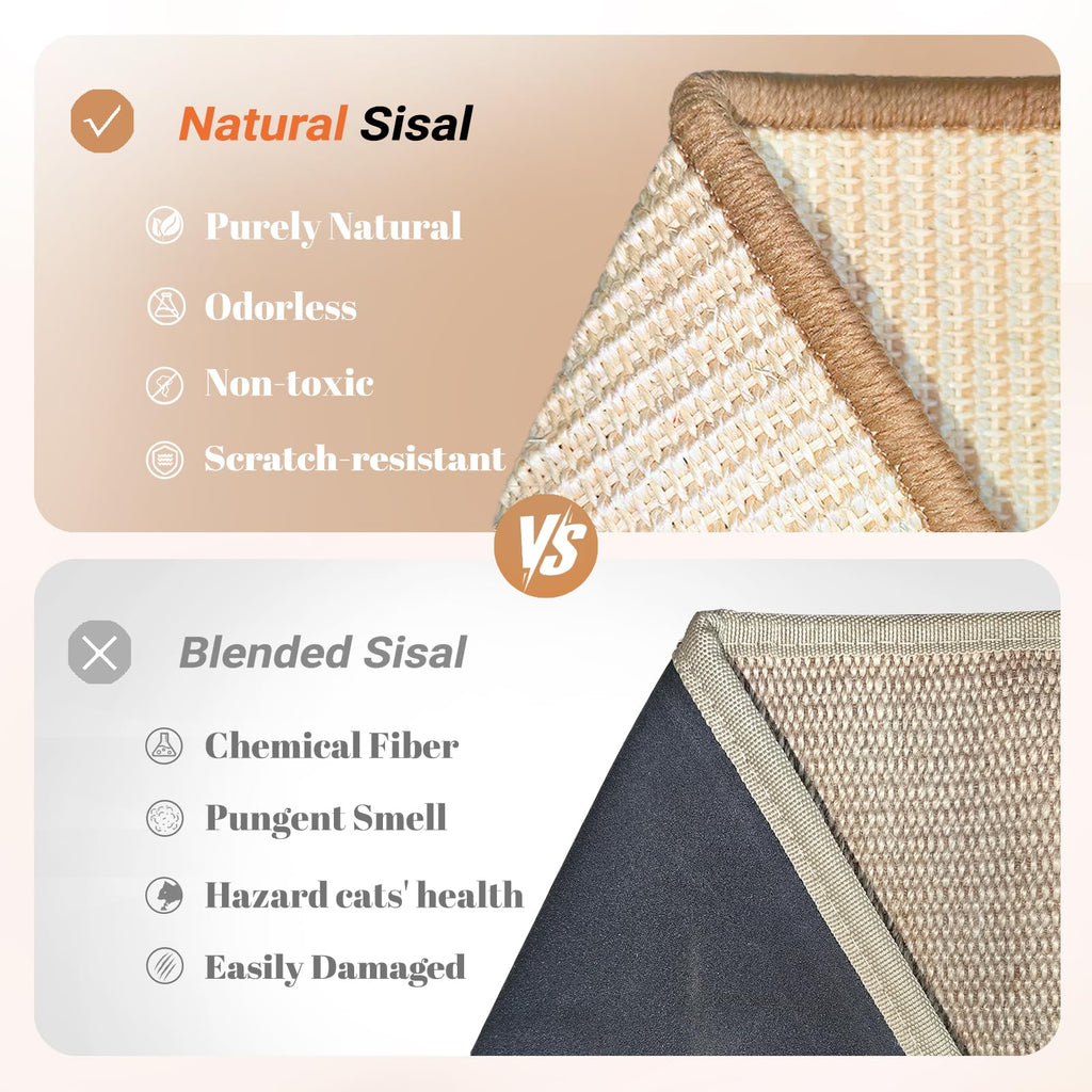 CHEERHOME PETS Sisal Cat Scratcher Ramp for Indoor L-Shape Solid Wooden
