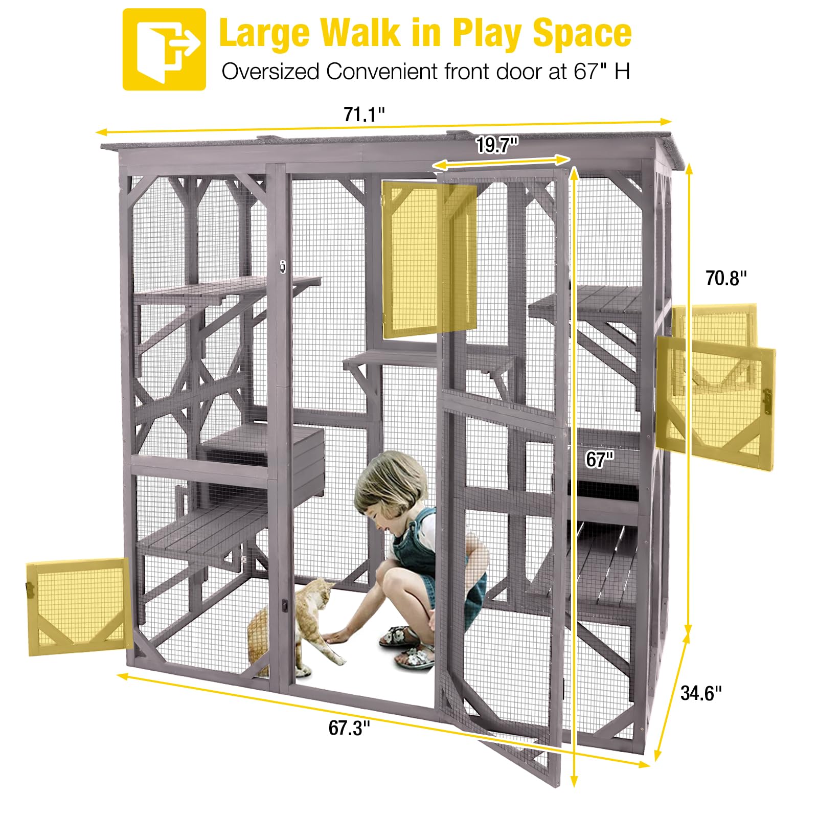 Aivituvin Extra Large Window Catio 5-Level Outdoor Cat Enclosure with Cover