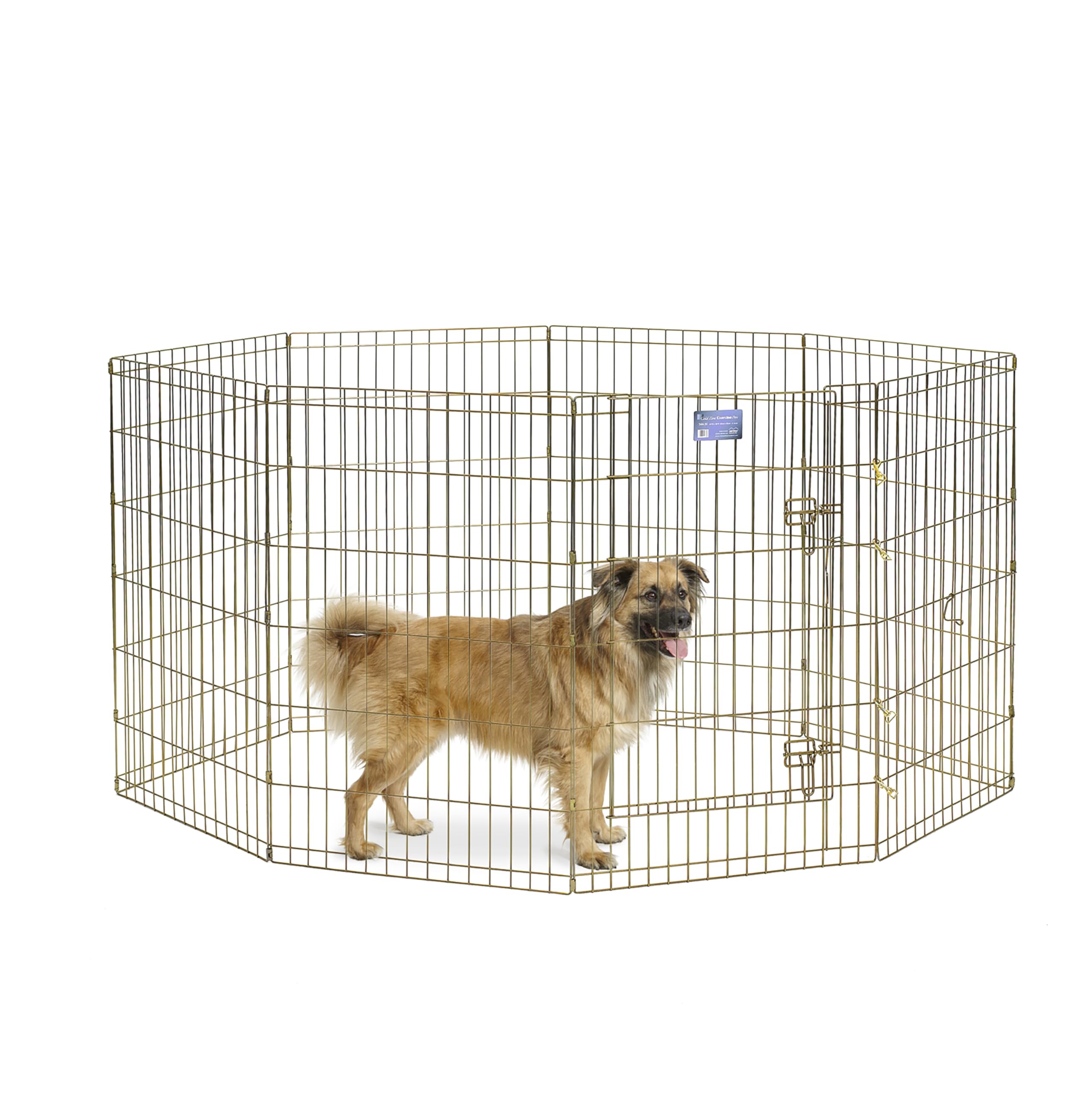 MidWest Homes for Pets 36-Inch Exercise Pen, for Indoor and Outdoor Use, 16 Sq Feet of Play, Single Door Folding Dog Pen, with Large Door Opening & Secure Latch, Easy to Set Up, Foldable Dog Playpen