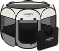 Love's cabin Pet Puppy Dog Playpen, Small Dog Tent Crates Cage Indoor/Outdoor, Portable Playpen for Cat, Foldable Pop Up Dog Kennel Playpen with Carring Case, Removable Zipper Top, Grey