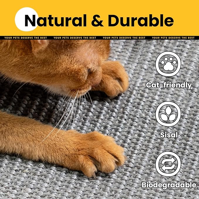Cat Scratcher Mat,Natural Sisal Cat Scratch Pad,Horizontal Floor Cat Scratching Pads Rug for Indoor Cats Grinding Claws Nails,Cat Furniture Protector for Couch & Carpets & Sofas