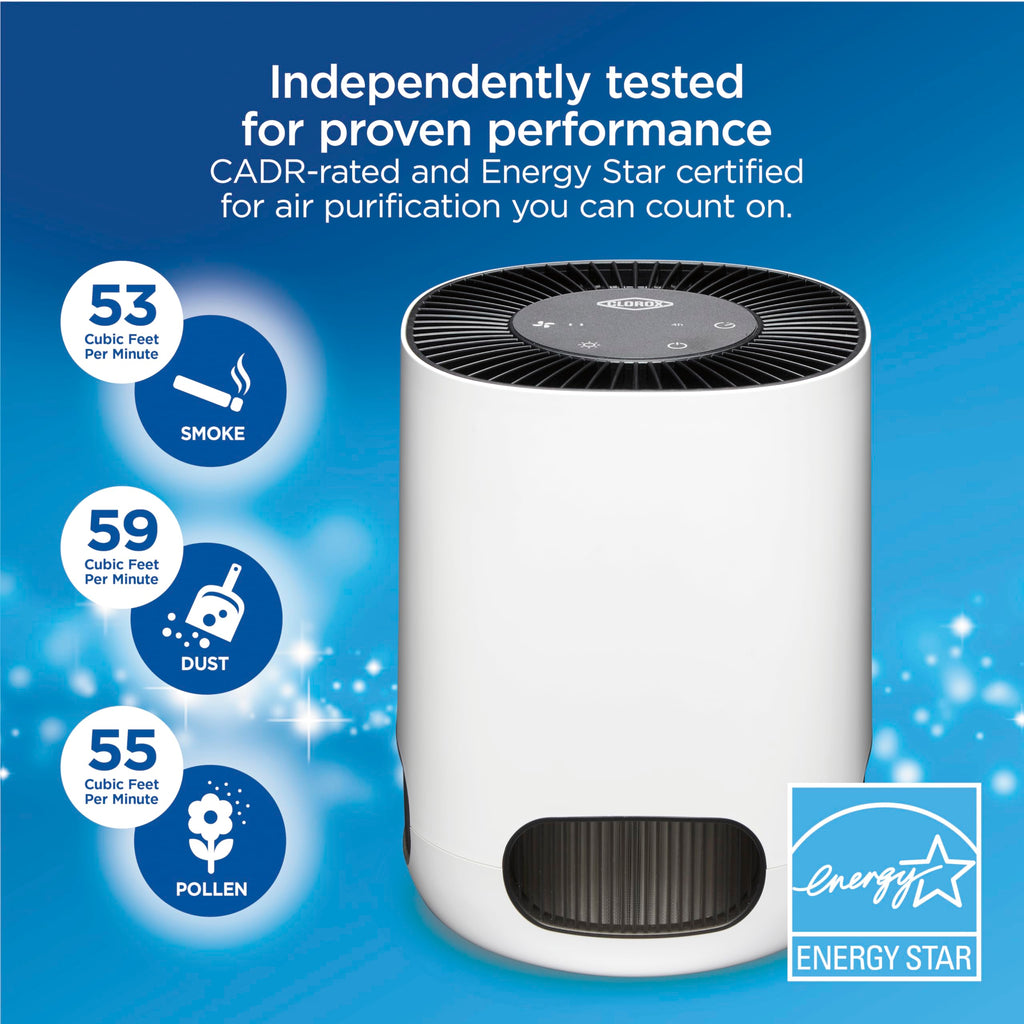 Clorox Small Room Air Purifiers for Bedroom Home, True HEPA Filter
