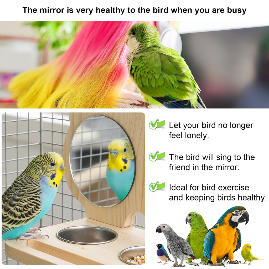 SMICEM Natural Wood Perch, Adjustable Cage Accessory & Toy, Tool-Free Design for Parakeets, Cockatiels, Lovebirds