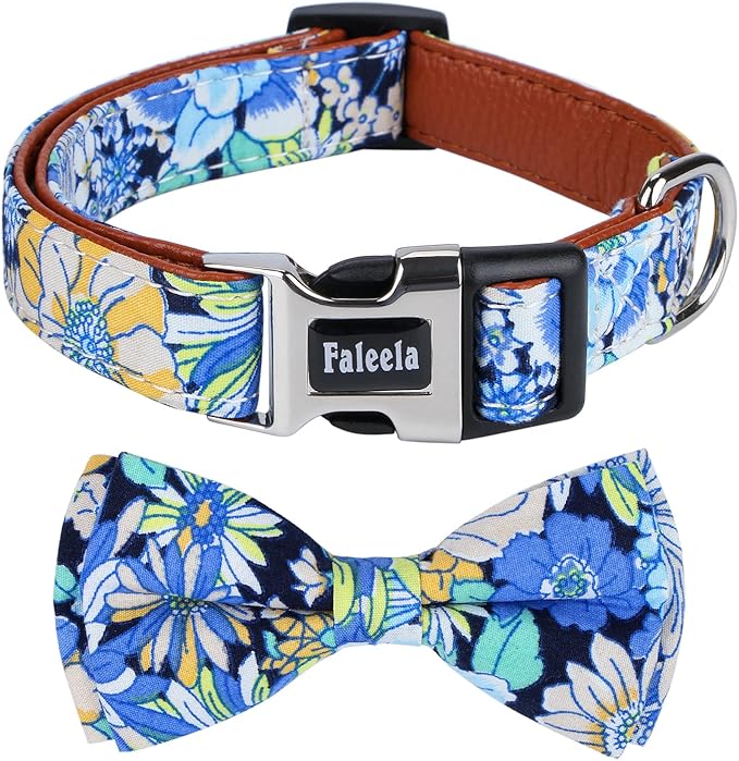Faleela Cute Soft Girl Christmas Dog Collar with Bow, Bowtie Dog Collar for Boy,Detachable Adjustable Collar for Small Medium Large Pet