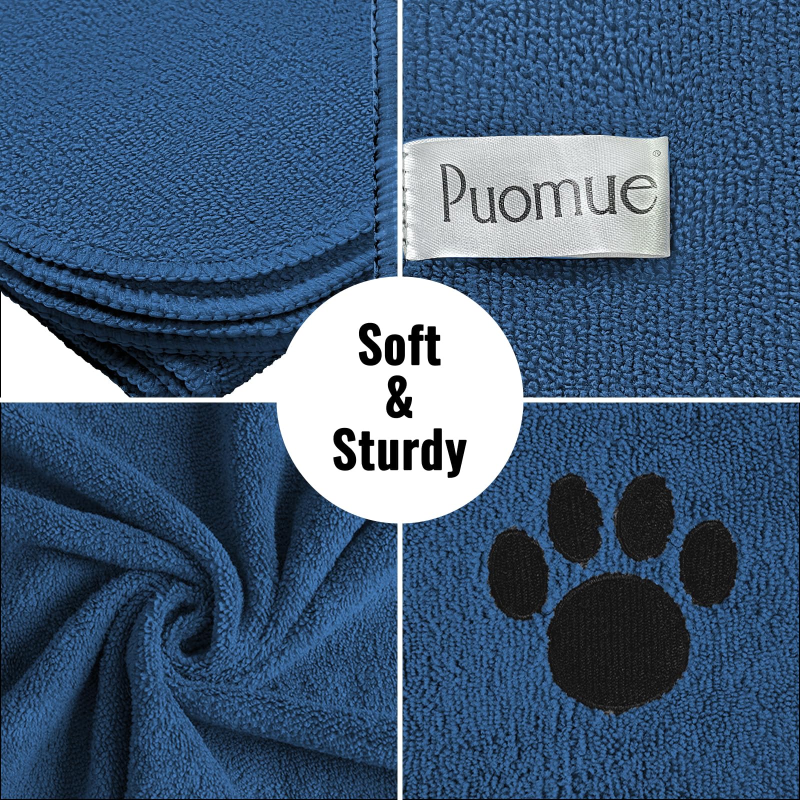 Puomue Microfiber Dog Towels for Drying Dogs, Super Absorbent and Soft Pet Grooming Towel, 40 Inch X 23.6 Inch, Perfect for Large, Medium or Small Dogs, Blue