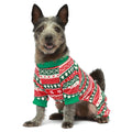 Fitwarm Dog Christmas Outfit, Holiday Pet Clothes for Small Dogs Boy Girl, Festive Pajamas with Feet, Puppy Onesie, Red, Green, XL