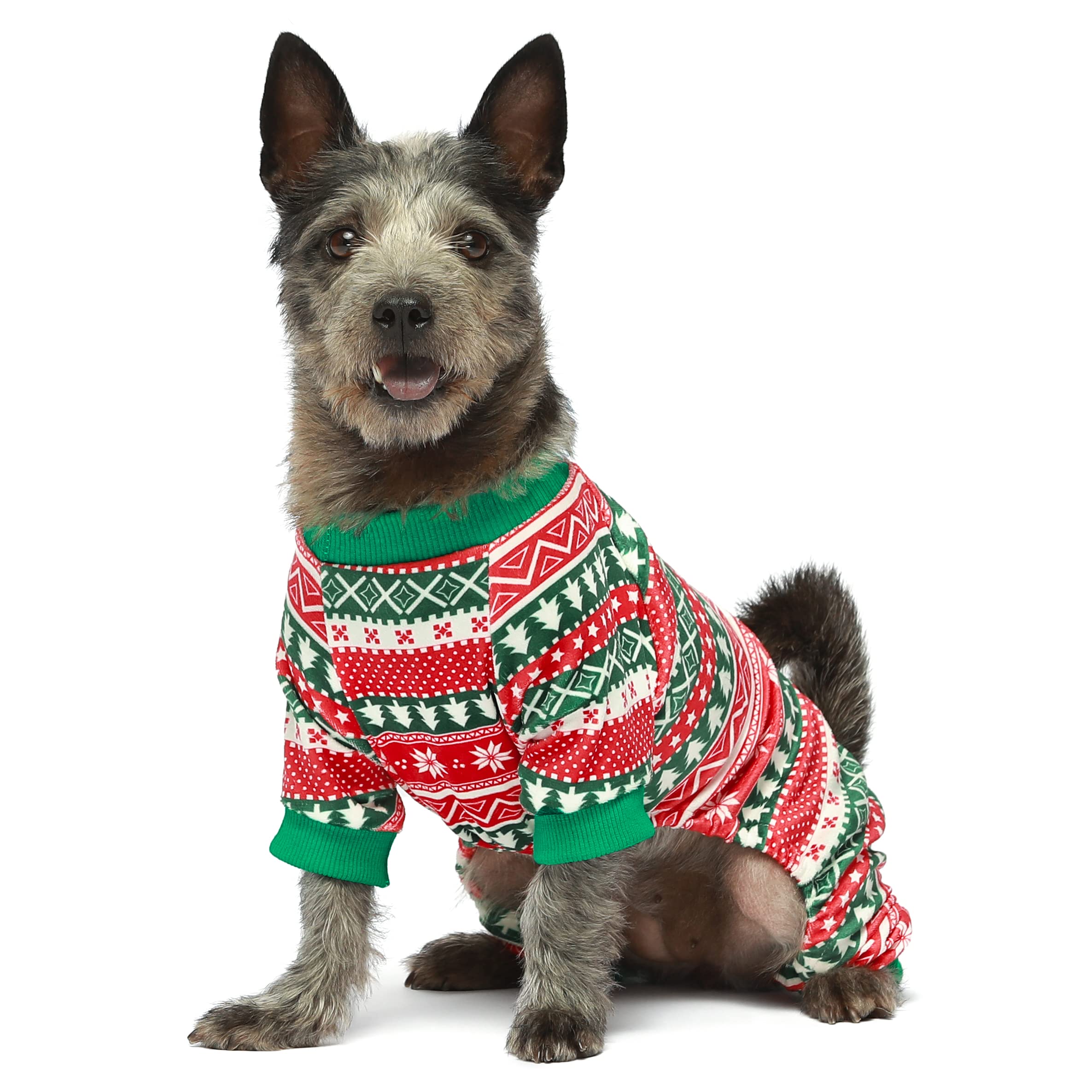 Fitwarm Dog Christmas Outfit, Dog Pajamas, Dog Winter Clothes for Small Dogs Boy Girl, Pet Ugly Sweater, Cat Costume, Red Green, Large