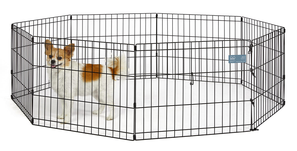 MidWest Homes for Pets 18-Inch Exercise Pen, for Indoor and Outdoor use, 16 Sq Feet of Play, Folding Dog Pen, No Door Design for Maximum Security, Easy to Set Up, Foldable Dog Playpen