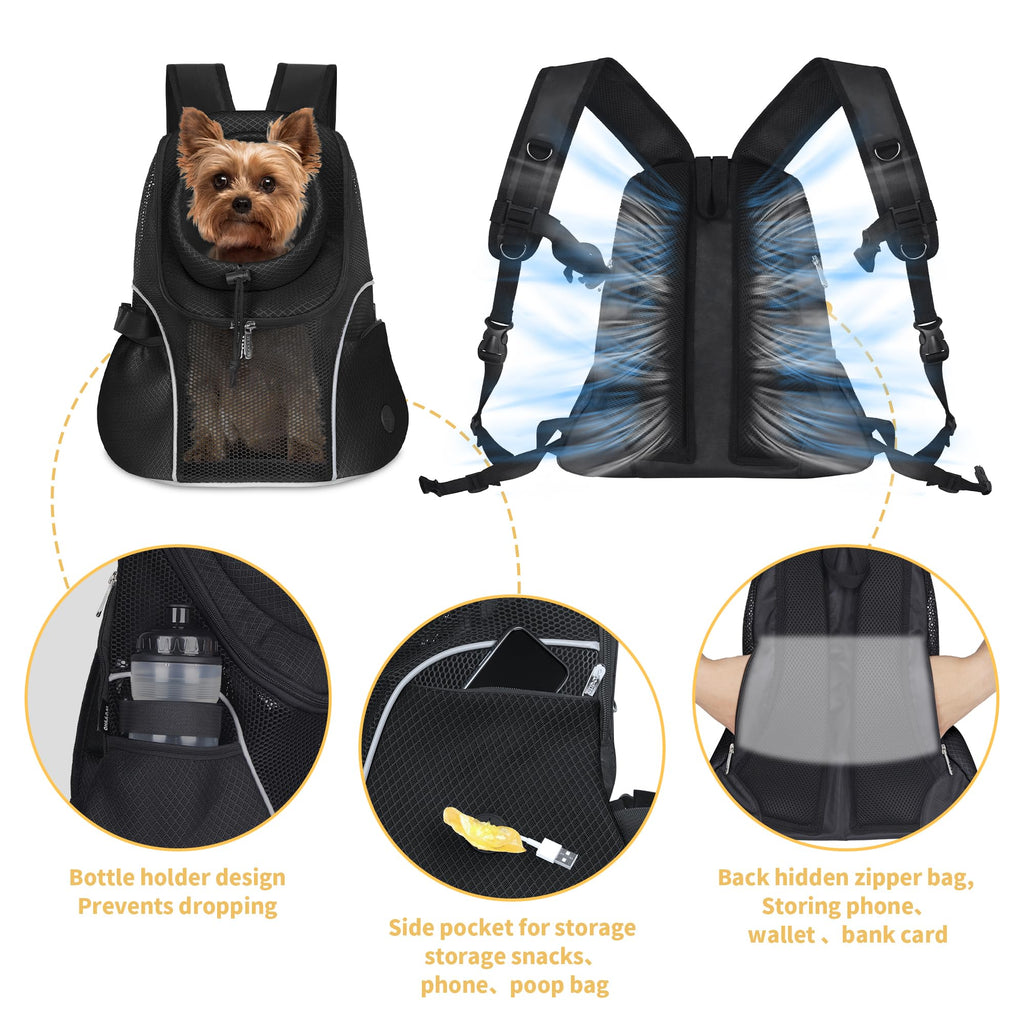 WOYYHO Pet Dog Carrier Backpack, Ventilated Mesh Small Dog Front Backpack