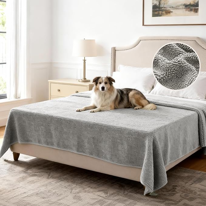 H.VERSAILTEX Non Slip Pet Couch Cover Chenille Dog Bed Protector Thick Soft Sofa Slipcover Pet Friendly Washable Couch Cushion Covers for Pets (52" x 82", Dove)