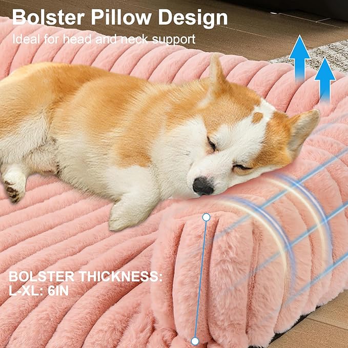 Luxurious Dog Couch Bed, Washable Calming Dog Couch Cover, Removable Couch Protector for Dogs, Waterproof Sofa Bed, Pet Bed Mats for Couch, Pet Couch Covers for Sofa(Pink, L)