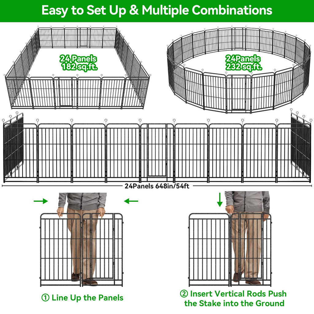 Kfvigoho Heavy Duty Dog Playpen 24 Steel Panels 47" Height