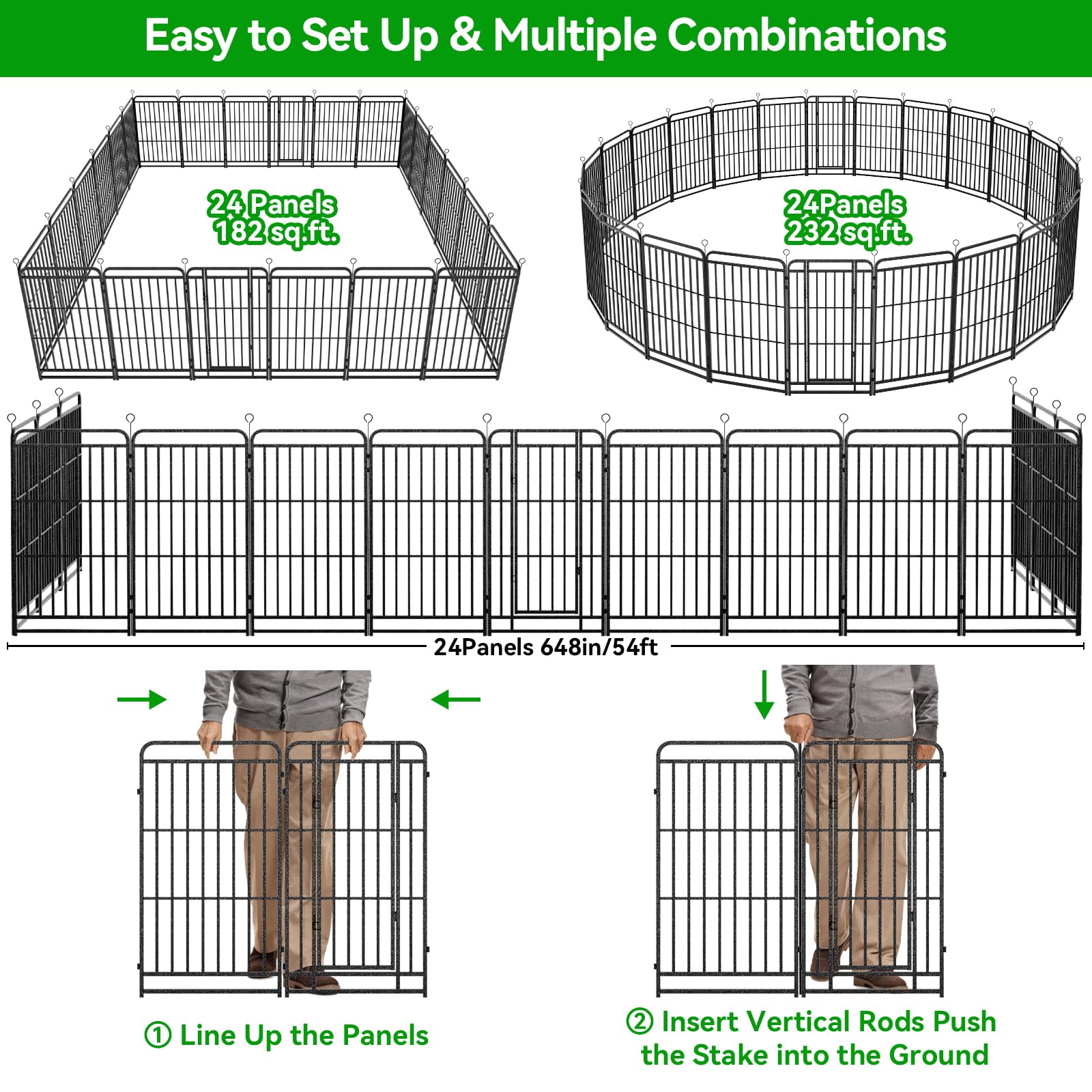Kfvigoho Heavy Duty Dog Playpen 24 Steel Panels 47" Height