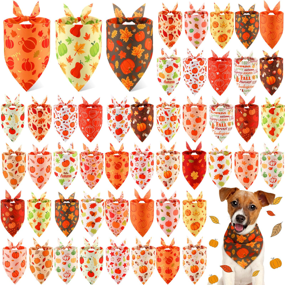 Abbylike 50 Pcs Paw Print Dog Bandanas Bulk, Halloween & Birthday Party