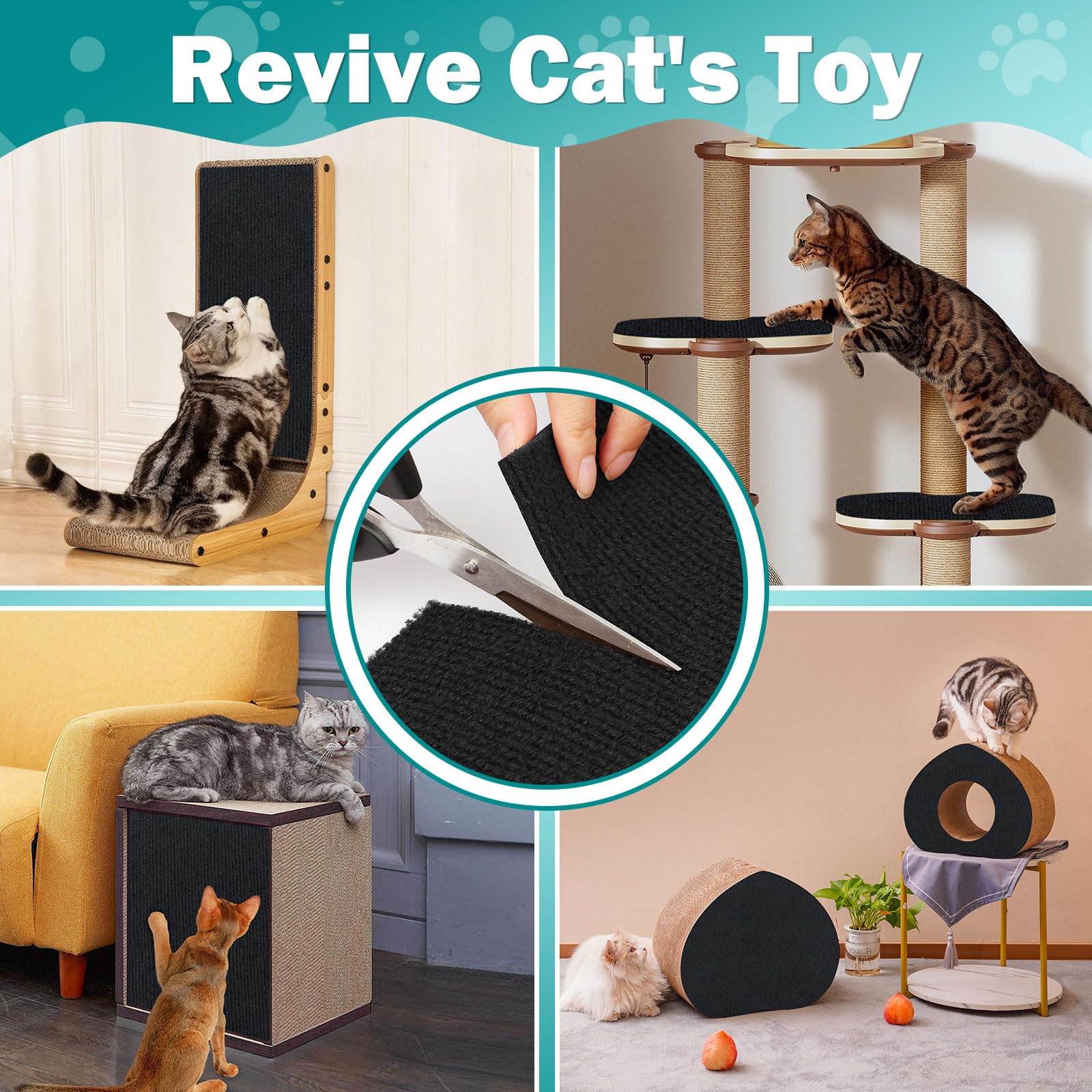 ENONCI 23.6x15.8 Cat Scratcher Mat, Self-Adhesive Cat Scratch Furniture Protector