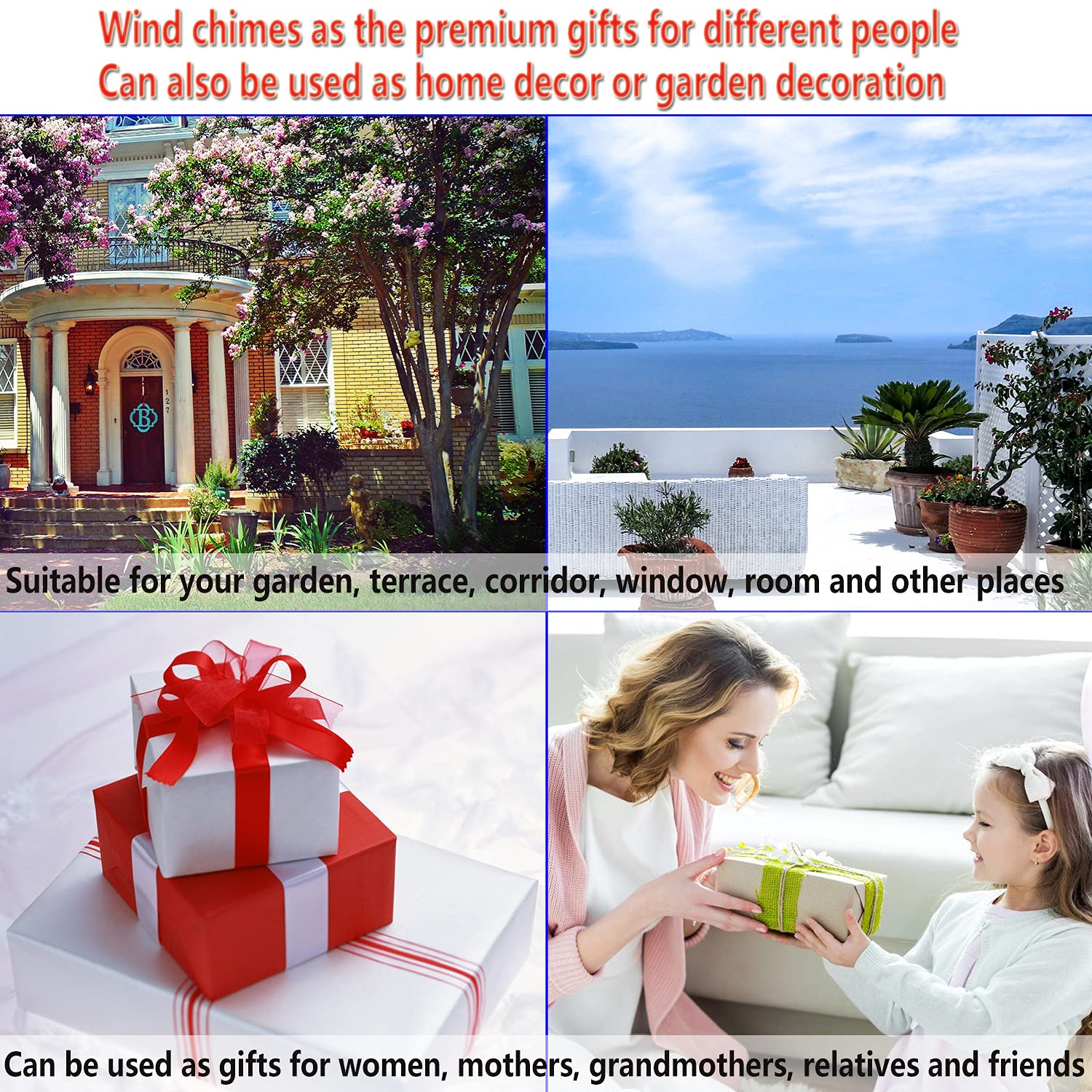Outdoor Dog Wind Chimes, Gifts for Mom & Grandma & Family, Music Wind Catcher, Mobile Wind Bells, Memorial WindChimes, Blessing Windchime for Garden/Home/Balcony/Lawn/Yard/Indoor/Outside Decoration