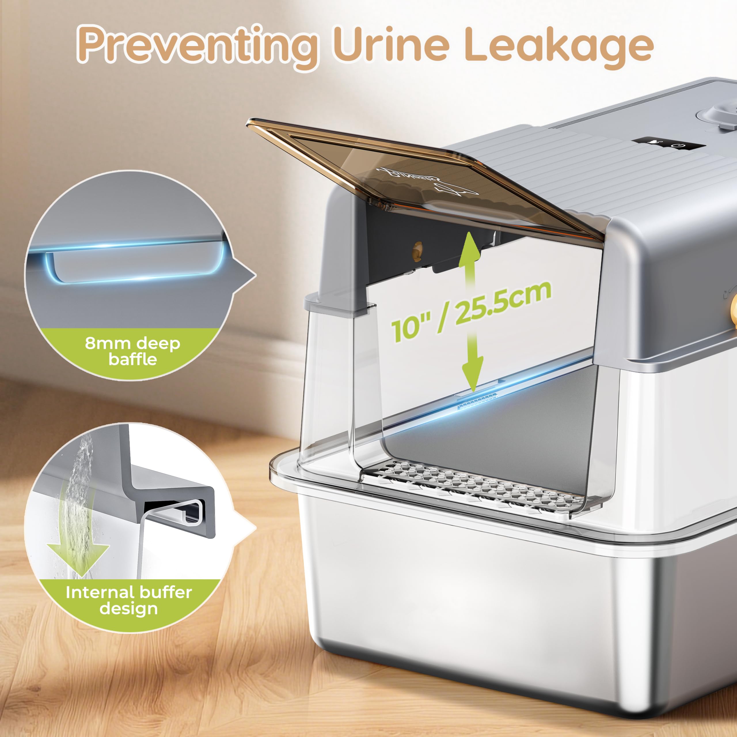 PalNests L7 Ultra-Stainless Steel Litter Box, Smart Odor Control System