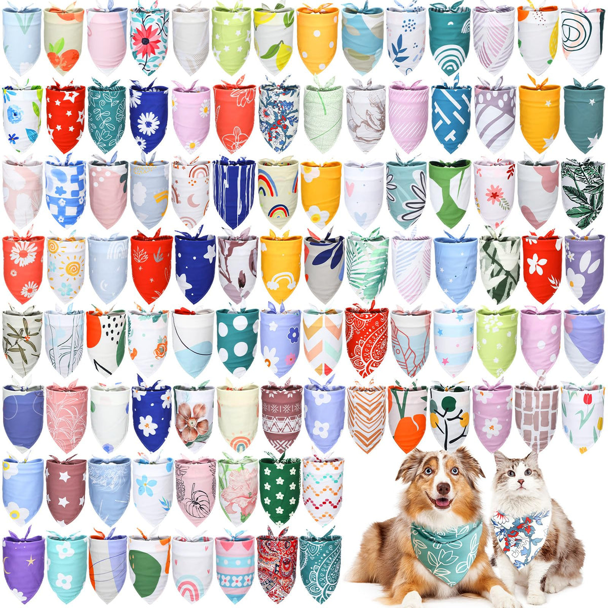 Huhumy 100 Pcs Christmas Dog Bandanas Bulk Christmas Bandanas for Dogs