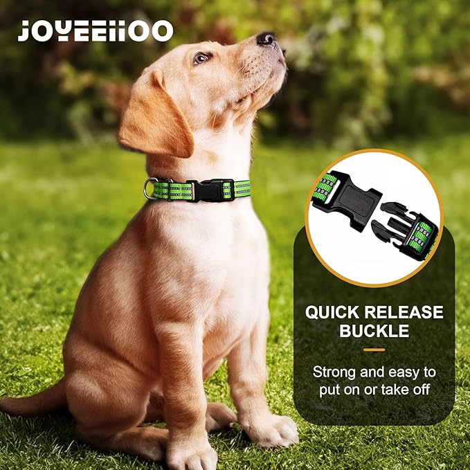 JOYEEIIOO Martingale Dog Collar, Adjustable Nylon Reflective Collar with Quick Release Buckle, No Pull Dog Training Collars for Small Medium Large Dogs (Lime Green Medium)
