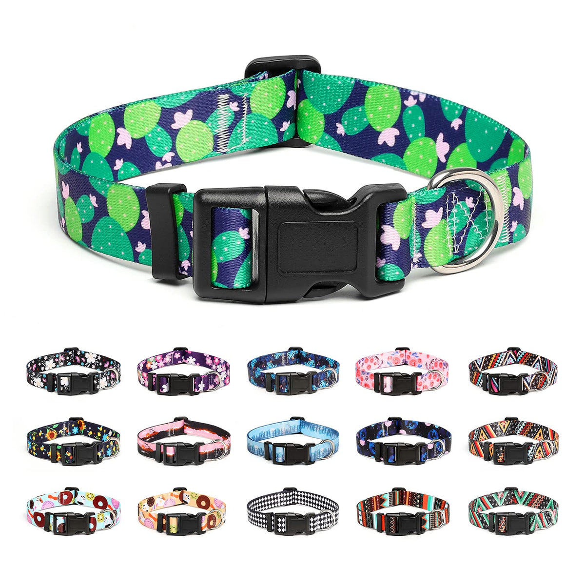 Mercano Adjustable Dog Collar - Special Design Patterns, Soft Nylon Comfortable Durable Pet Collar for Small Medium Large Dogs (S, Rhomb)