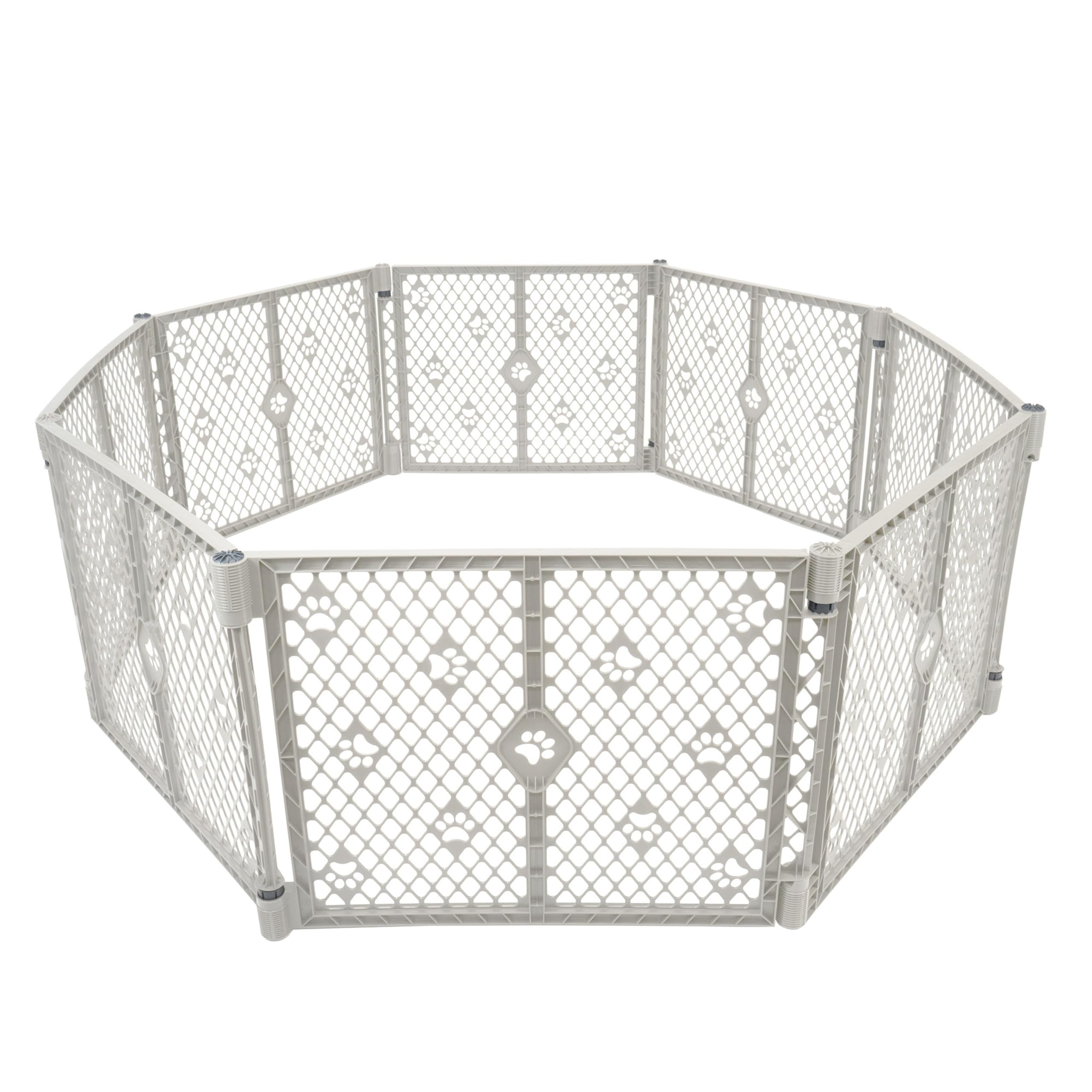 MyPet 8-Panel Paws Petyard, Gray Dog Playpen, Durable & UV-Resistant Puppy Playpen, Indoor/Outdoor Portable Dog Pen, Adjustable for Your Pet's Comfort, Friendly Design for Happy Pets