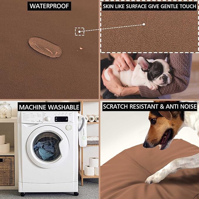 Dog Bed Cover Waterproof Replacement Machine Washable Covers for 36x36 Inch Dog Bed Heavy Duty Scratch Resistant Mattress Protector Pet Bed Round Brown Cover Only
