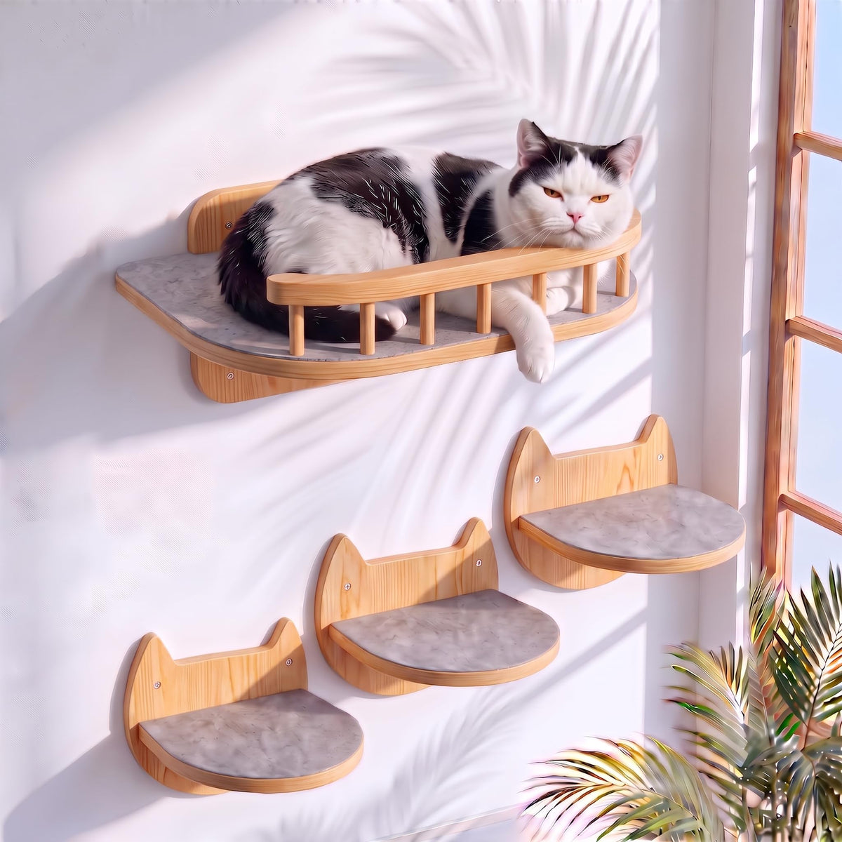BUOGA Cat Wall Shelves, Modern Cat Wall Furniture for Indoor Cats