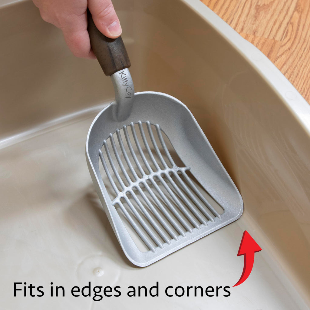 Kitty City Metal Cat Litter Scoop – Durable Non-Stick Aluminum Cat Scoop with Ergonomic Handle, Wide Slotted Design for Easy Cleaning, Reusable & Long-Lasting