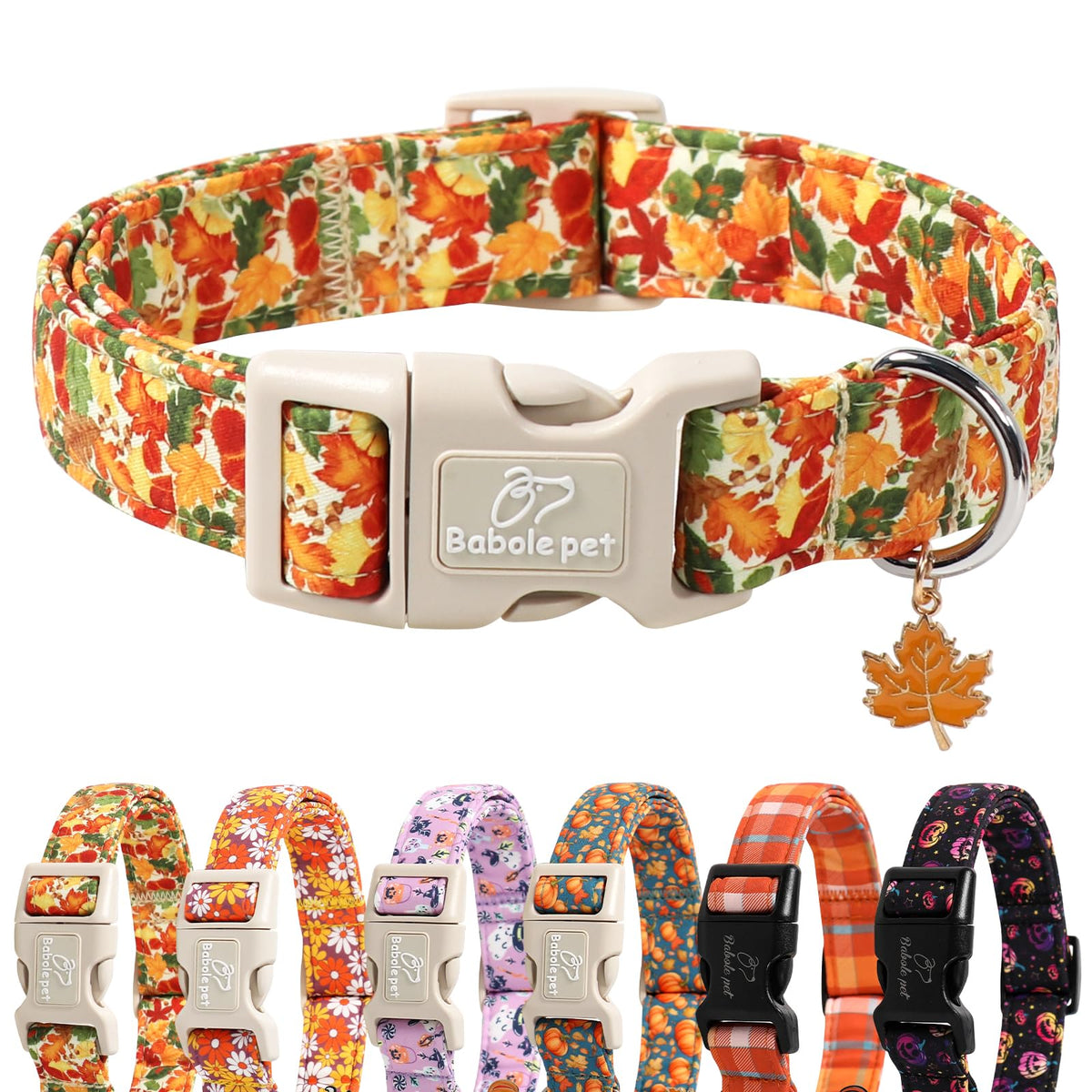 Babole Pet St Patricks Day Dog Collar for Medium Dogs - Lucky Flower Shamrock Green Dog Collars, Cute Irish Clover Puppy Collar with Quick Release Buckle for Girls&Boys Dogs M