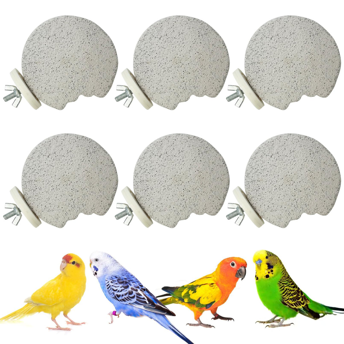 PINVNBY 5 Pack Bird Perch Resin Bird Beak Grinding Stone Parrot Cage Stand Platform Foot Claws Trimmer Chew Toy Cage Accessories for Budgie Cockatiel Conure Lovebird Finch (Green)