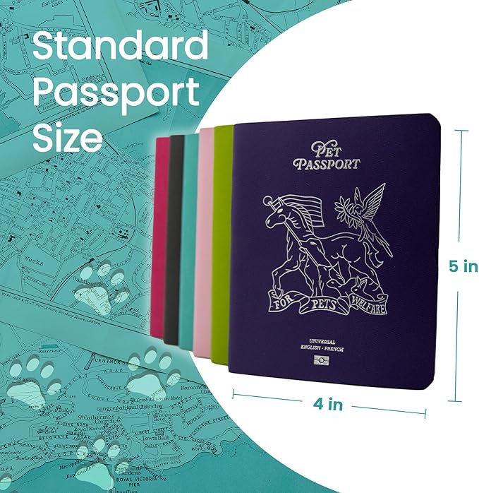 Color Premium PU Leather stitch-sewn US Pet Passport Medical Record for Pet Health and Vaccination English + Spanish for Cat, Dog, Puppy and Kitten (Dark Gray, Single)