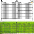 5 Panels No Dig Dog Fence Outdoor for Yard, 32 in(H) X 12 ft(L) Decorative Tall Garden Fence Animal Barrier, Rustproof Metal Wire Garden Edging and Borders, Temporary Fencing Stakes